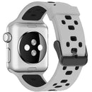 Square Hole Two-color Silicone Buckle Strap Watch Band For Apple Watch Series 7 45mm / 6 & SE & 5 & 4 44mm / 3 & 2 & 1 42mm(White + Black)