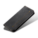 For Xiaomi Mi CC9 / Mi 9 Lite Denim Texture Casual Style Horizontal Flip Leather Case with Holder & Card Slots & Wallet(Black)