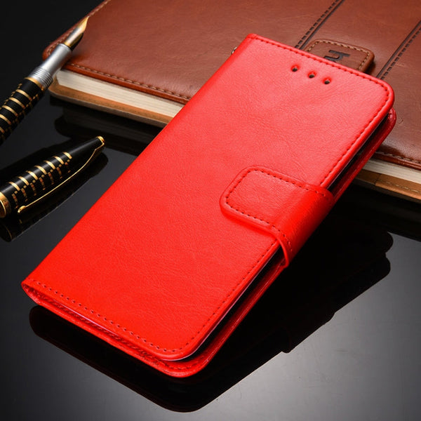 For Doogee X96 Pro Crystal Texture Horizontal Flip Leather Case with Holder & Card Slots & Wallet(Red)