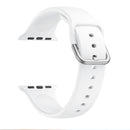 Single-color Silicone Buckle Strap Watch Band For Apple Watch Series 7 45mm / 6 & SE & 5 & 4 44mm / 3 & 2 & 1 42mm(White)