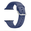 Single-color Silicone Buckle Strap Watch Band For Apple Watch Series 7 45mm / 6 & SE & 5 & 4 44mm / 3 & 2 & 1 42mm(Navy Blue)