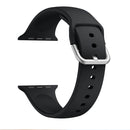Single-color Silicone Buckle Strap Watch Band For Apple Watch Series 7 45mm / 6 & SE & 5 & 4 44mm / 3 & 2 & 1 42mm(Black)