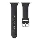 Single-color Silicone Buckle Strap Watch Band For Apple Watch Series 7 45mm / 6 & SE & 5 & 4 44mm / 3 & 2 & 1 42mm(Black)