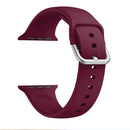 Single-color Silicone Buckle Strap Watch Band For Apple Watch Series 7 45mm / 6 & SE & 5 & 4 44mm / 3 & 2 & 1 42mm(Wine Red)