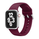 Single-color Silicone Buckle Strap Watch Band For Apple Watch Series 7 45mm / 6 & SE & 5 & 4 44mm / 3 & 2 & 1 42mm(Wine Red)