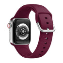 Single-color Silicone Buckle Strap Watch Band For Apple Watch Series 7 45mm / 6 & SE & 5 & 4 44mm / 3 & 2 & 1 42mm(Wine Red)