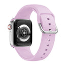 Single-color Silicone Buckle Strap Watch Band For Apple Watch Series 7 45mm / 6 & SE & 5 & 4 44mm / 3 & 2 & 1 42mm(Lavender)