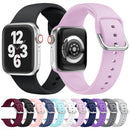 Single-color Silicone Buckle Strap Watch Band For Apple Watch Series 7 45mm / 6 & SE & 5 & 4 44mm / 3 & 2 & 1 42mm(Dark Grey)