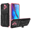 For Motorola Moto G Stylus 2021 Armor Card PC + TPU Shockproof Case with Card Slot & Invisible Holder(Pink)