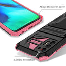 For Motorola Moto G Stylus 2021 Armor Card PC + TPU Shockproof Case with Card Slot & Invisible Holder(Pink)