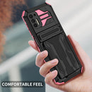 For Motorola Moto G Stylus 2021 Armor Card PC + TPU Shockproof Case with Card Slot & Invisible Holder(Pink)