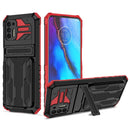For Motorola Moto G Stylus 2021 Armor Card PC + TPU Shockproof Case with Card Slot & Invisible Holder(Red)