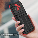 For Motorola Moto G Stylus 2021 Armor Card PC + TPU Shockproof Case with Card Slot & Invisible Holder(Red)
