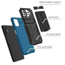 For Motorola Moto G Stylus 2021 Armor Card PC + TPU Shockproof Case with Card Slot & Invisible Holder(Blue)