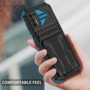 For Motorola Moto G Stylus 2021 Armor Card PC + TPU Shockproof Case with Card Slot & Invisible Holder(Blue)