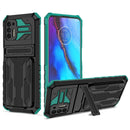 For Motorola Moto G Stylus 2021 Armor Card PC + TPU Shockproof Case with Card Slot & Invisible Holder(Dark Green)