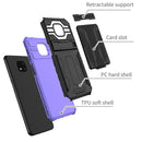For Motorola Moto G Power 2021 Kickstand Armor Card Wallet Phone Case(Purple)