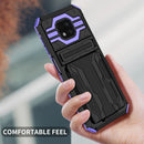 For Motorola Moto G Power 2021 Kickstand Armor Card Wallet Phone Case(Purple)