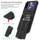 For Xiaomi Poco M3 / Redmi Note 9 4G Armor Card PC + TPU Shockproof Case with Card Slot & Invisible Holder(Purple)