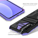 For Xiaomi Poco M3 / Redmi Note 9 4G Armor Card PC + TPU Shockproof Case with Card Slot & Invisible Holder(Purple)