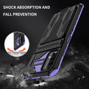 For Xiaomi Poco M3 / Redmi Note 9 4G Armor Card PC + TPU Shockproof Case with Card Slot & Invisible Holder(Purple)