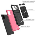 For Samsung Galaxy A31 / A51 Kickstand Armor Card Wallet Phone Case(Pink)