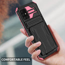 For Samsung Galaxy A31 / A51 Kickstand Armor Card Wallet Phone Case(Pink)