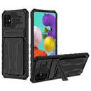 For Samsung Galaxy A31 / A51 Armor Card PC + TPU Shockproof Case with Card Slot & Invisible Holder(Black)