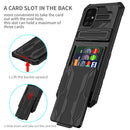 For Samsung Galaxy A31 / A51 Armor Card PC + TPU Shockproof Case with Card Slot & Invisible Holder(Black)