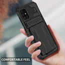 For Samsung Galaxy A31 / A51 Armor Card PC + TPU Shockproof Case with Card Slot & Invisible Holder(Black)