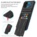 For Samsung Galaxy A31 / A51 Armor Card PC + TPU Shockproof Case with Card Slot & Invisible Holder(Blue)