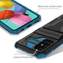 For Samsung Galaxy A31 / A51 Armor Card PC + TPU Shockproof Case with Card Slot & Invisible Holder(Blue)