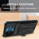 For Samsung Galaxy A31 / A51 Armor Card PC + TPU Shockproof Case with Card Slot & Invisible Holder(Blue)