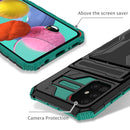 For Samsung Galaxy A31 / A51 Kickstand Armor Card Wallet Phone Case(Dark Green)