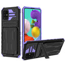 For Samsung Galaxy A31 / A51 Armor Card PC + TPU Shockproof Case with Card Slot & Invisible Holder(Purple)