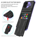 For Samsung Galaxy A31 / A51 Armor Card PC + TPU Shockproof Case with Card Slot & Invisible Holder(Purple)