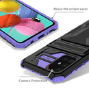 For Samsung Galaxy A31 / A51 Armor Card PC + TPU Shockproof Case with Card Slot & Invisible Holder(Purple)