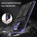 For Samsung Galaxy A31 / A51 Armor Card PC + TPU Shockproof Case with Card Slot & Invisible Holder(Purple)