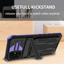 For Samsung Galaxy A31 / A51 Armor Card PC + TPU Shockproof Case with Card Slot & Invisible Holder(Purple)