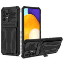 For Samsung Galaxy A52 5G / 4G Armor Card PC + TPU Shockproof Case with Card Slot & Invisible Holder(Black)