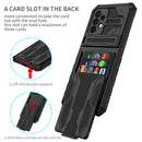 For Samsung Galaxy A52 5G / 4G Armor Card PC + TPU Shockproof Case with Card Slot & Invisible Holder(Black)