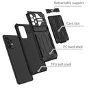 For Samsung Galaxy A52 5G / 4G Armor Card PC + TPU Shockproof Case with Card Slot & Invisible Holder(Black)