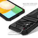 For Samsung Galaxy A52 5G / 4G Armor Card PC + TPU Shockproof Case with Card Slot & Invisible Holder(Black)