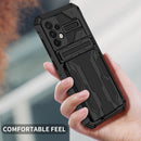 For Samsung Galaxy A52 5G / 4G Armor Card PC + TPU Shockproof Case with Card Slot & Invisible Holder(Black)