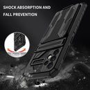 For Samsung Galaxy A52 5G / 4G Armor Card PC + TPU Shockproof Case with Card Slot & Invisible Holder(Black)