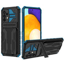 For Samsung Galaxy A52 5G / 4G Armor Card PC + TPU Shockproof Case with Card Slot & Invisible Holder(Blue)