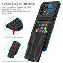 For Samsung Galaxy A52 5G / 4G Armor Card PC + TPU Shockproof Case with Card Slot & Invisible Holder(Blue)