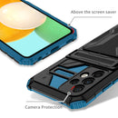 For Samsung Galaxy A52 5G / 4G Armor Card PC + TPU Shockproof Case with Card Slot & Invisible Holder(Blue)
