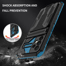 For Samsung Galaxy A52 5G / 4G Armor Card PC + TPU Shockproof Case with Card Slot & Invisible Holder(Blue)