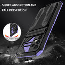 For Samsung Galaxy A52 5G / 4G Armor Card PC + TPU Shockproof Case with Card Slot & Invisible Holder(Purple)